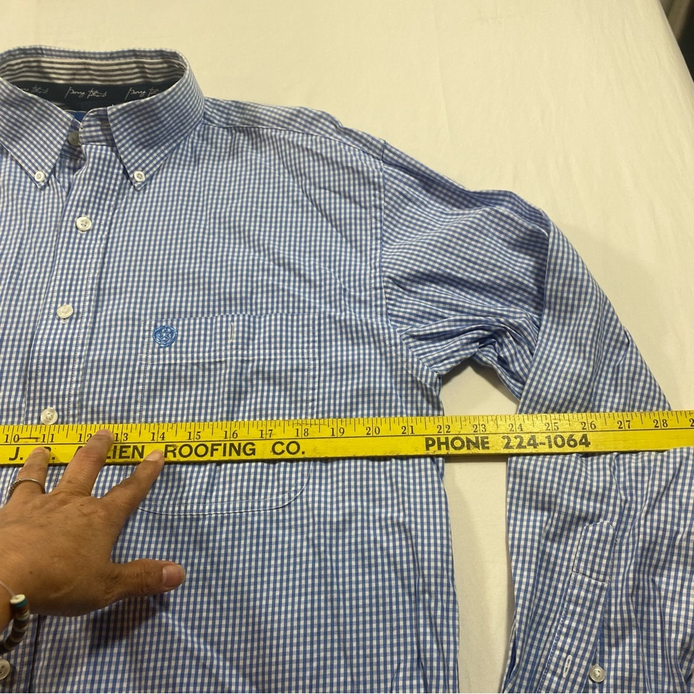 George Strait Wrangler Plaid Shirt long sleeve Men Medium western button down - Picture 3 of 6